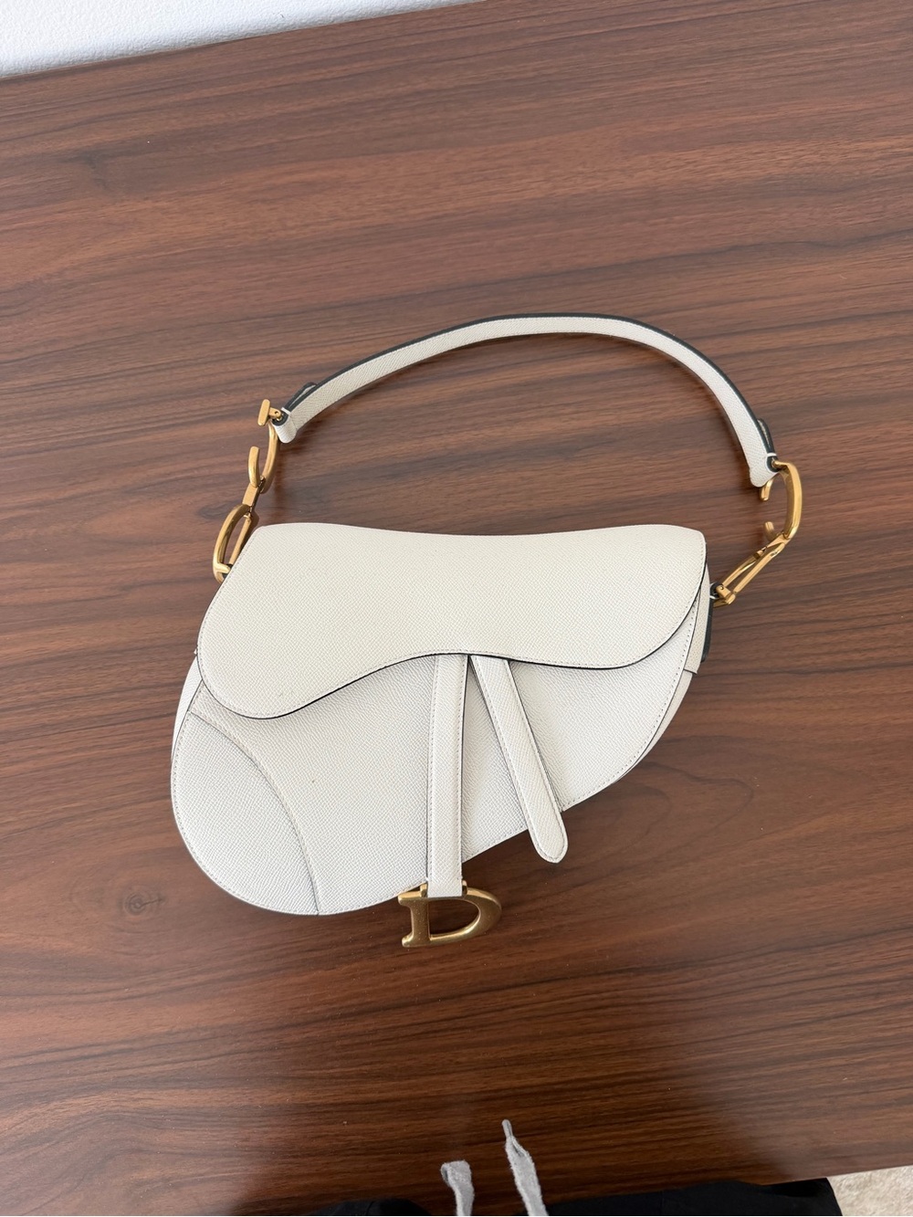 Dior Latte Saddle Shoulder Bag with Gold Hardware
